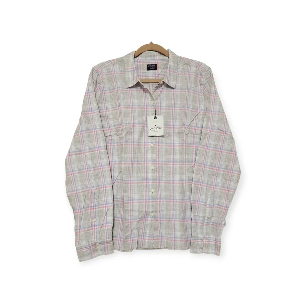 UNTUCKit NWT Sz 0 2 4 8 14 100% Cotton Lightweight Pastel Plaid Button-Up Shirt - Picture 15 of 15